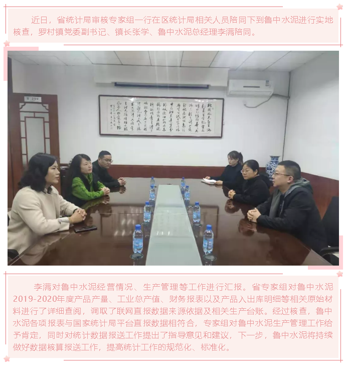 【頭條】魯中水泥順利通過省統(tǒng)計局核查10