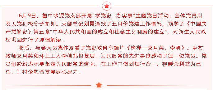 學(xué)黨史 學(xué)榜樣——魯中水泥黨支部開展主題黨日活動(dòng)77