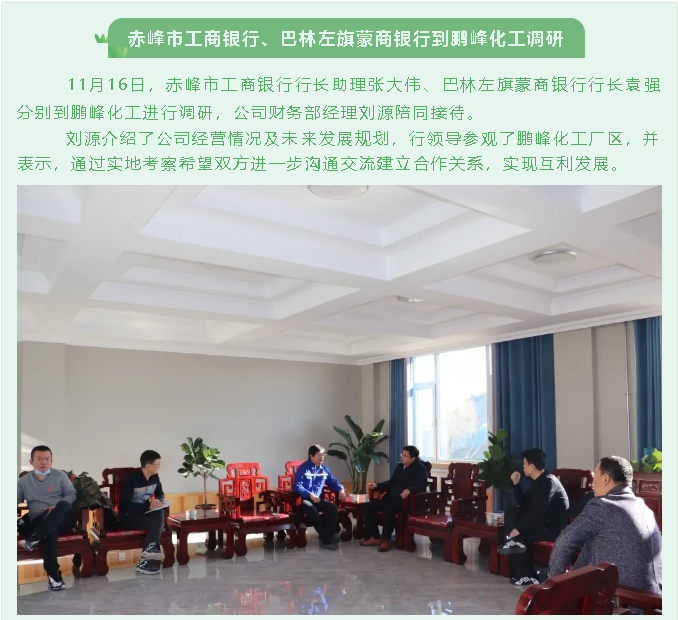 赤峰市工商銀行、巴林左旗蒙商銀行到鵬峰化工調研88